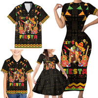 Mexico Cinco De Mayo Family Matching Short Sleeve Bodycon Dress and Hawaiian Shirt Let's Fiesta Dabbing Taco