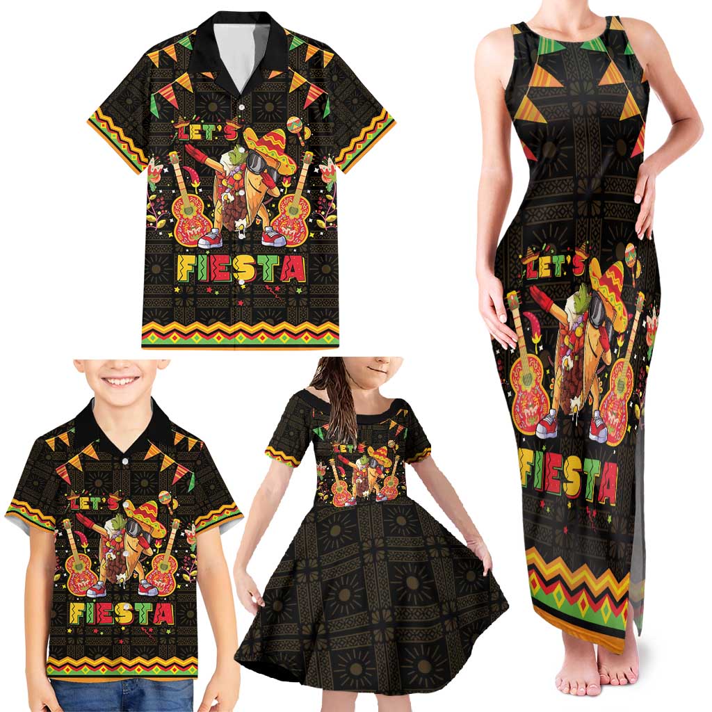 Mexico Cinco De Mayo Family Matching Tank Maxi Dress and Hawaiian Shirt Let's Fiesta Dabbing Taco
