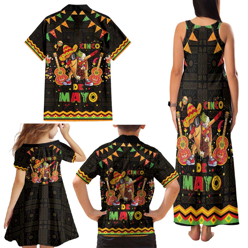 Mexico Cinco De Mayo Family Matching Tank Maxi Dress and Hawaiian Shirt Let's Fiesta Dabbing Taco