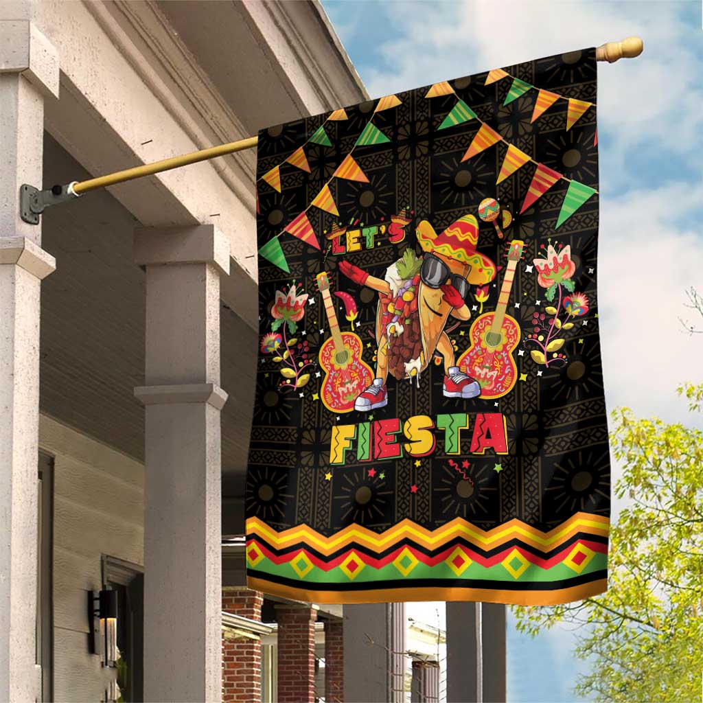 Mexico Cinco De Mayo Garden Flag Let's Fiesta Dabbing Taco