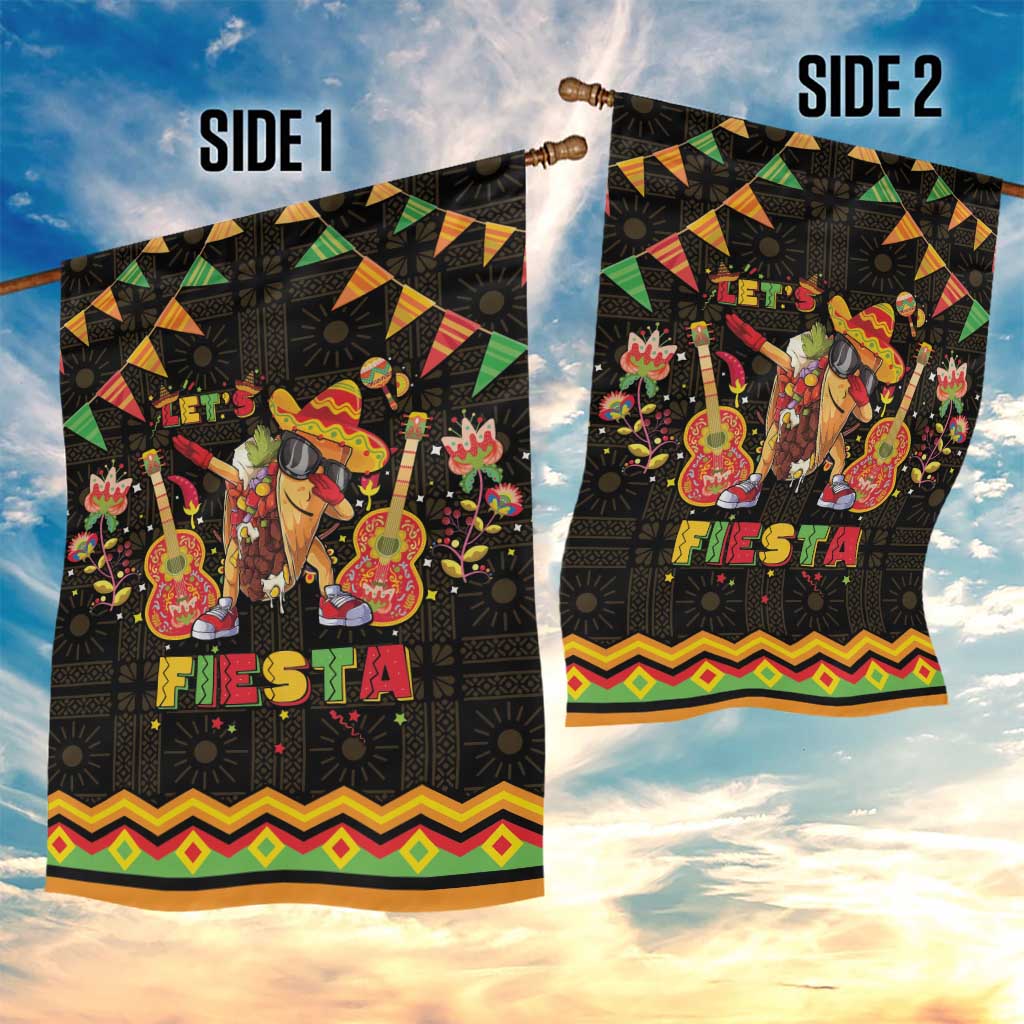 Mexico Cinco De Mayo Garden Flag Let's Fiesta Dabbing Taco