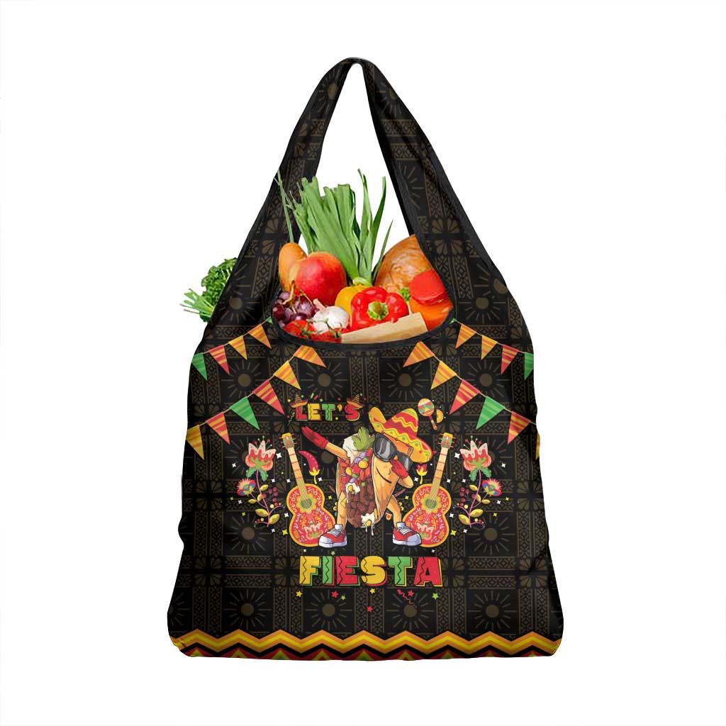Mexico Cinco De Mayo Grocery Bag Let's Fiesta Dabbing Taco