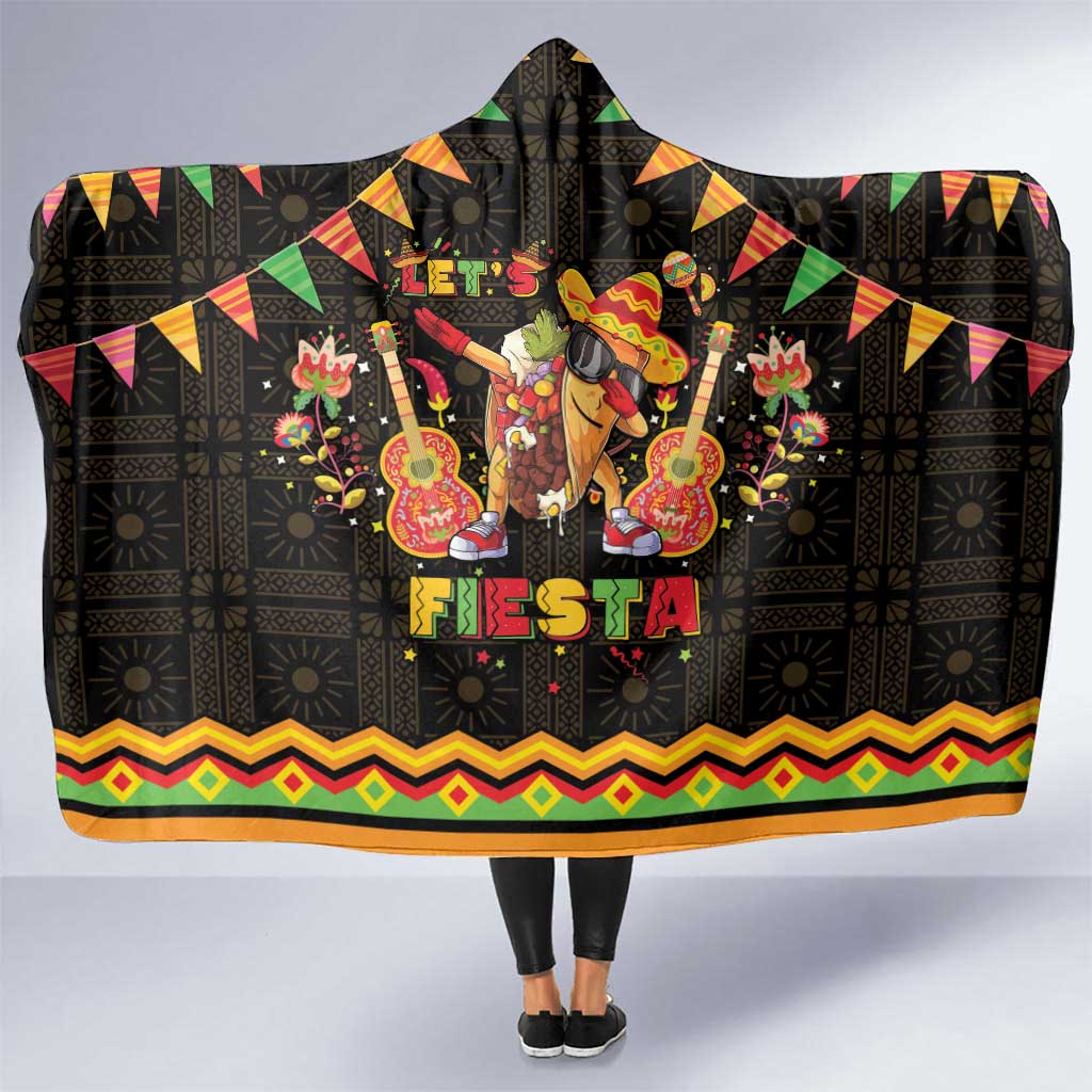 Mexico Cinco De Mayo Hooded Blanket Let's Fiesta Dabbing Taco