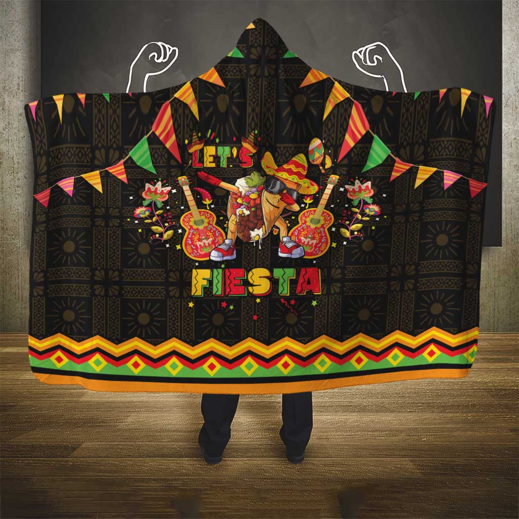Mexico Cinco De Mayo Hooded Blanket Let's Fiesta Dabbing Taco