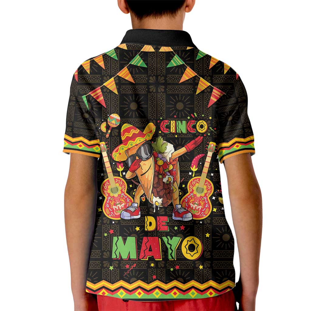 Mexico Cinco De Mayo Kid Polo Shirt Let's Fiesta Dabbing Taco