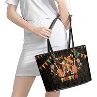 Mexico Cinco De Mayo Leather Tote Bag Let's Fiesta Dabbing Taco