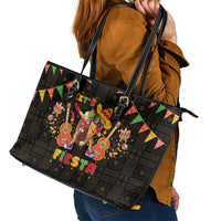 Mexico Cinco De Mayo Leather Tote Bag Let's Fiesta Dabbing Taco