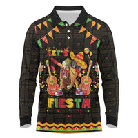 Mexico Cinco De Mayo Long Sleeve Polo Shirt Let's Fiesta Dabbing Taco