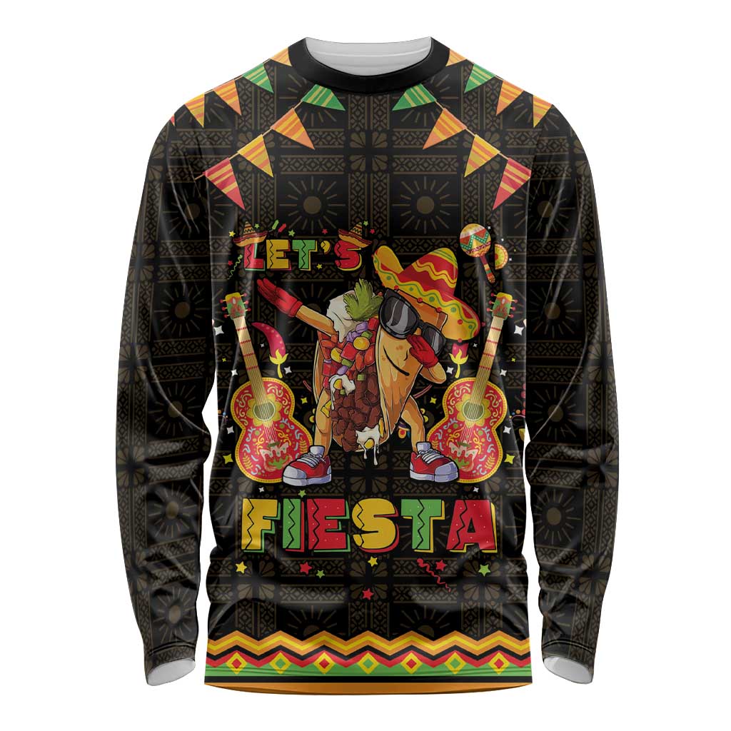 Mexico Cinco De Mayo Long Sleeve Shirt Let's Fiesta Dabbing Taco