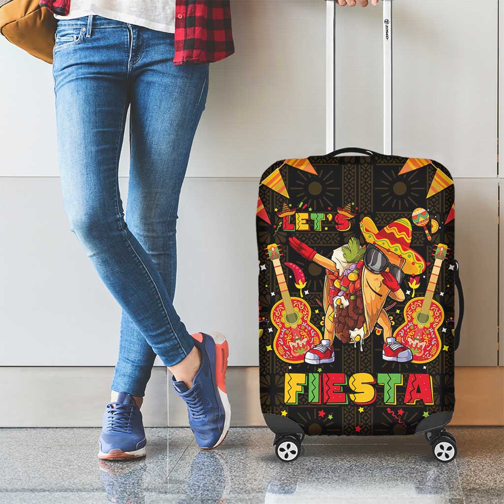 Mexico Cinco De Mayo Luggage Cover Let's Fiesta Dabbing Taco
