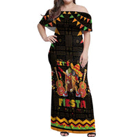 Mexico Cinco De Mayo Off Shoulder Maxi Dress Let's Fiesta Dabbing Taco