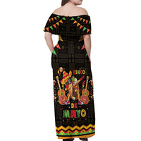 Mexico Cinco De Mayo Off Shoulder Maxi Dress Let's Fiesta Dabbing Taco
