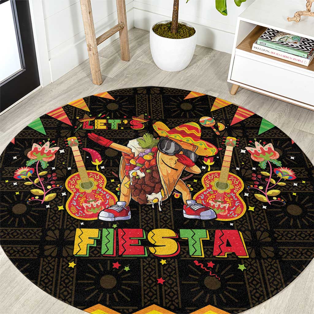 Mexico Cinco De Mayo Round Carpet Let's Fiesta Dabbing Taco