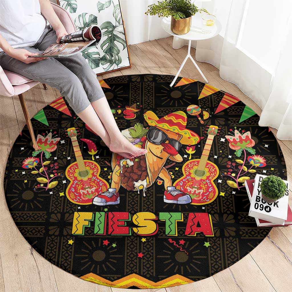 Mexico Cinco De Mayo Round Carpet Let's Fiesta Dabbing Taco