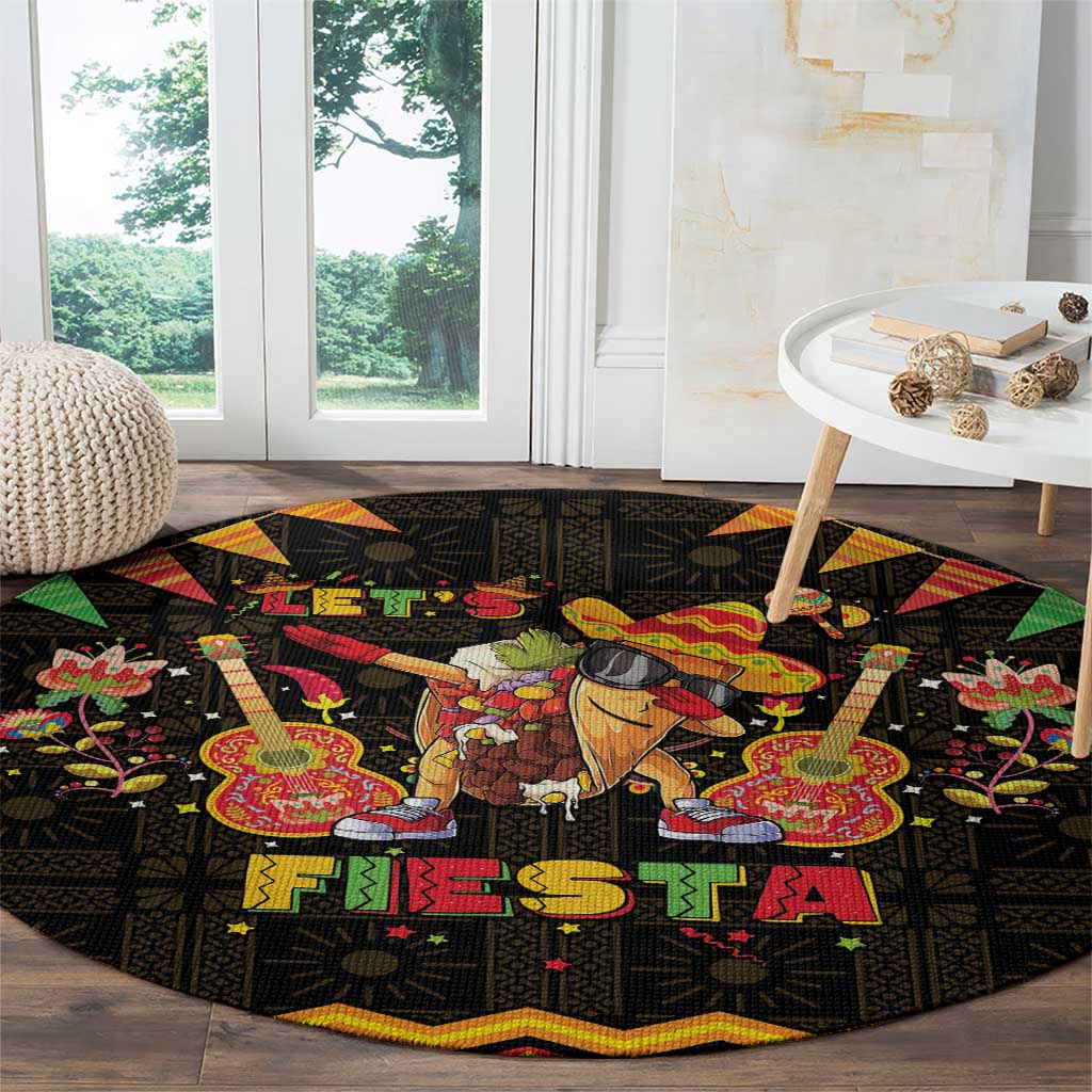 Mexico Cinco De Mayo Round Carpet Let's Fiesta Dabbing Taco