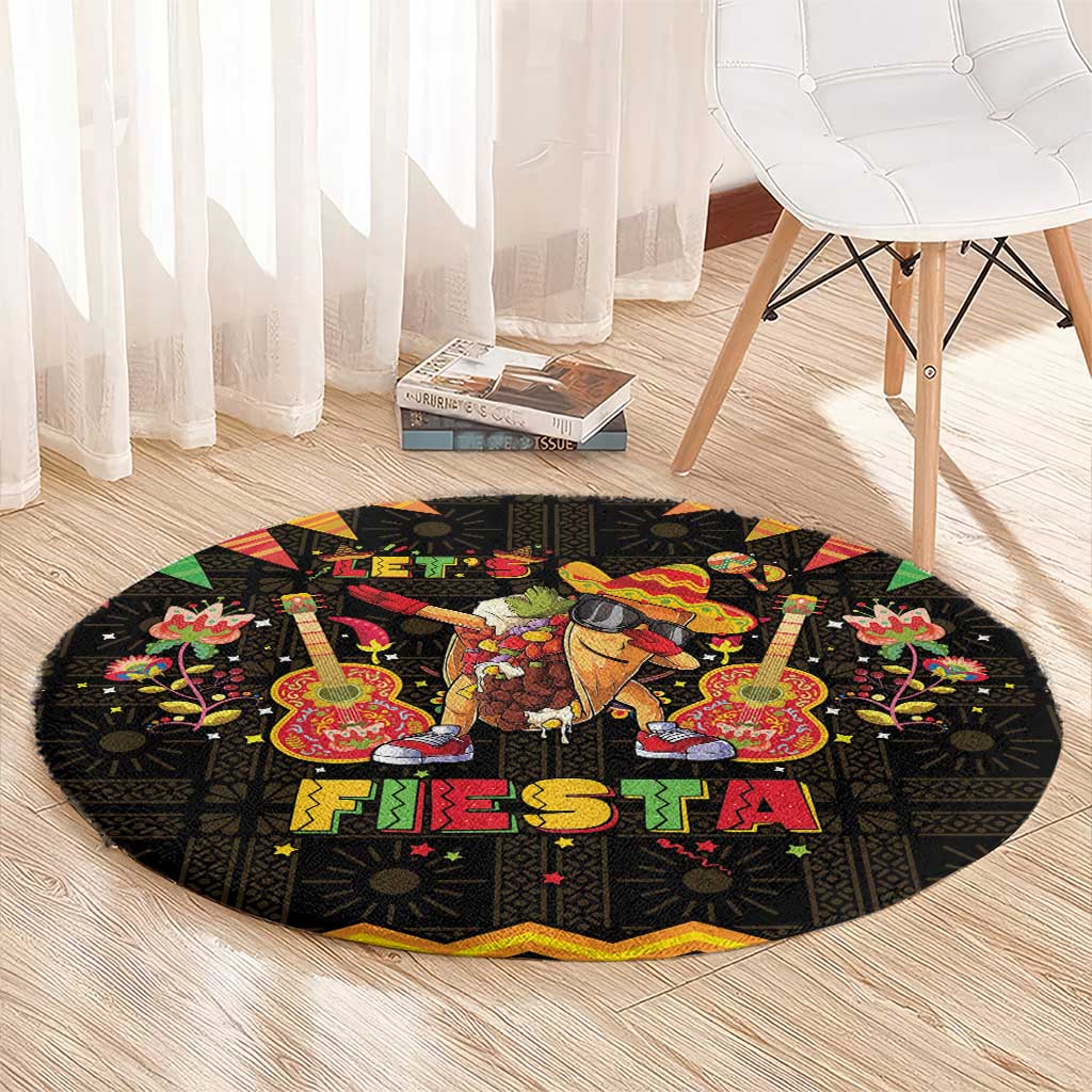 Mexico Cinco De Mayo Round Carpet Let's Fiesta Dabbing Taco