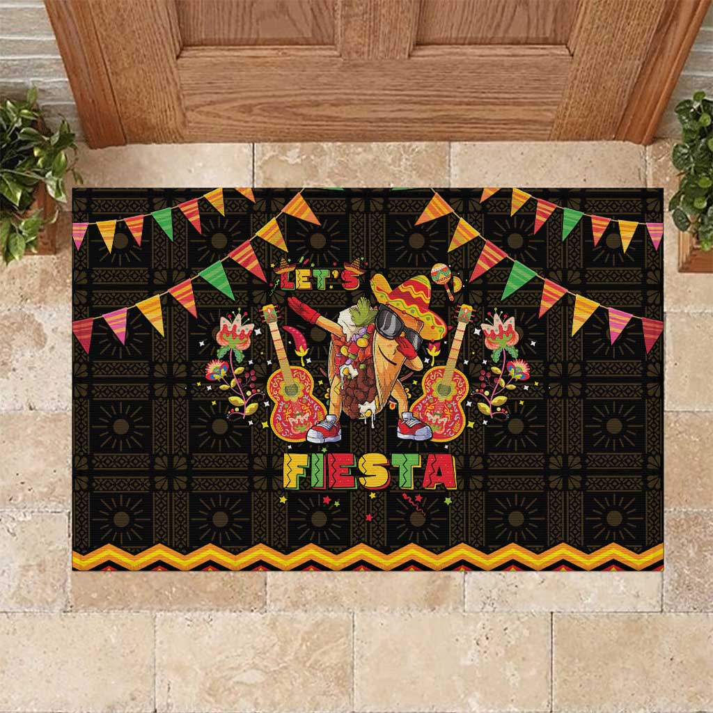 Mexico Cinco De Mayo Rubber Doormat Let's Fiesta Dabbing Taco
