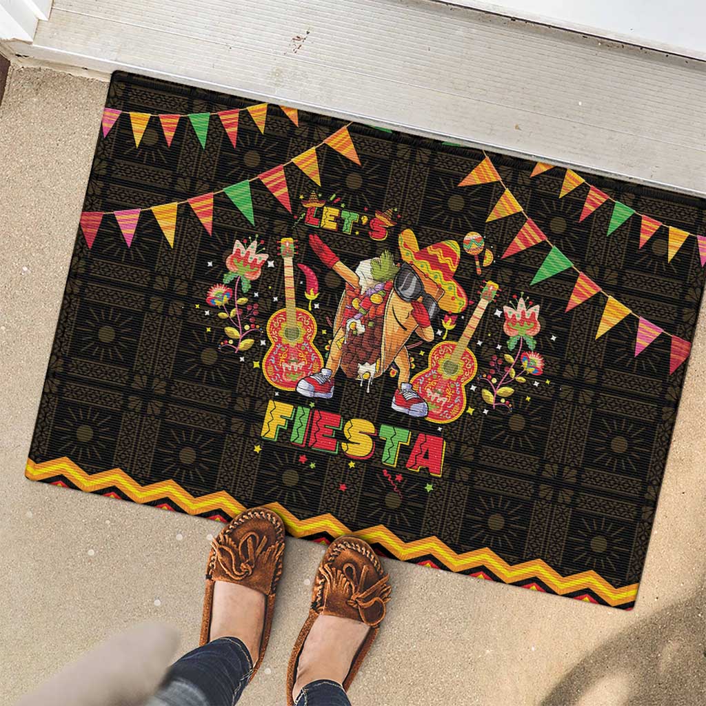 Mexico Cinco De Mayo Rubber Doormat Let's Fiesta Dabbing Taco