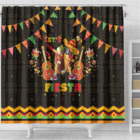 Mexico Cinco De Mayo Shower Curtain Let's Fiesta Dabbing Taco
