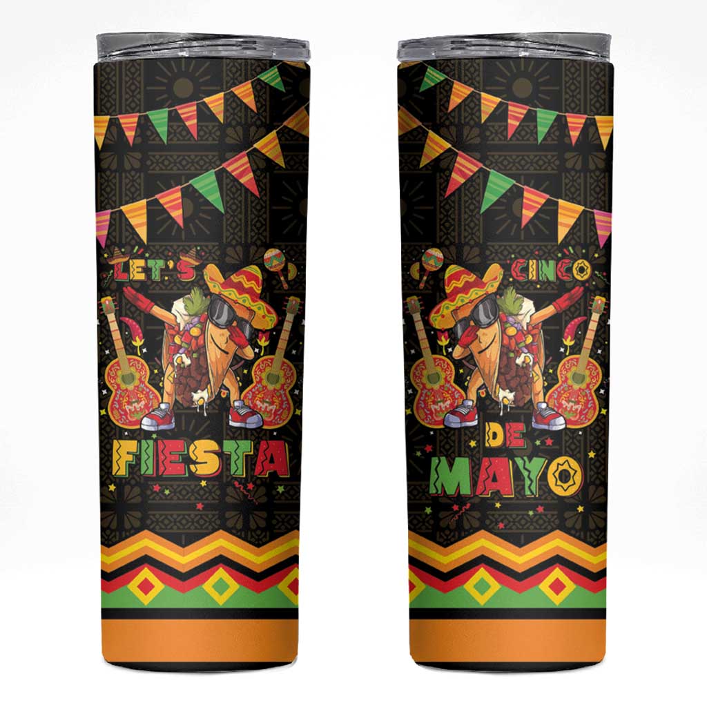 Mexico Cinco De Mayo Skinny Tumbler Let's Fiesta Dabbing Taco