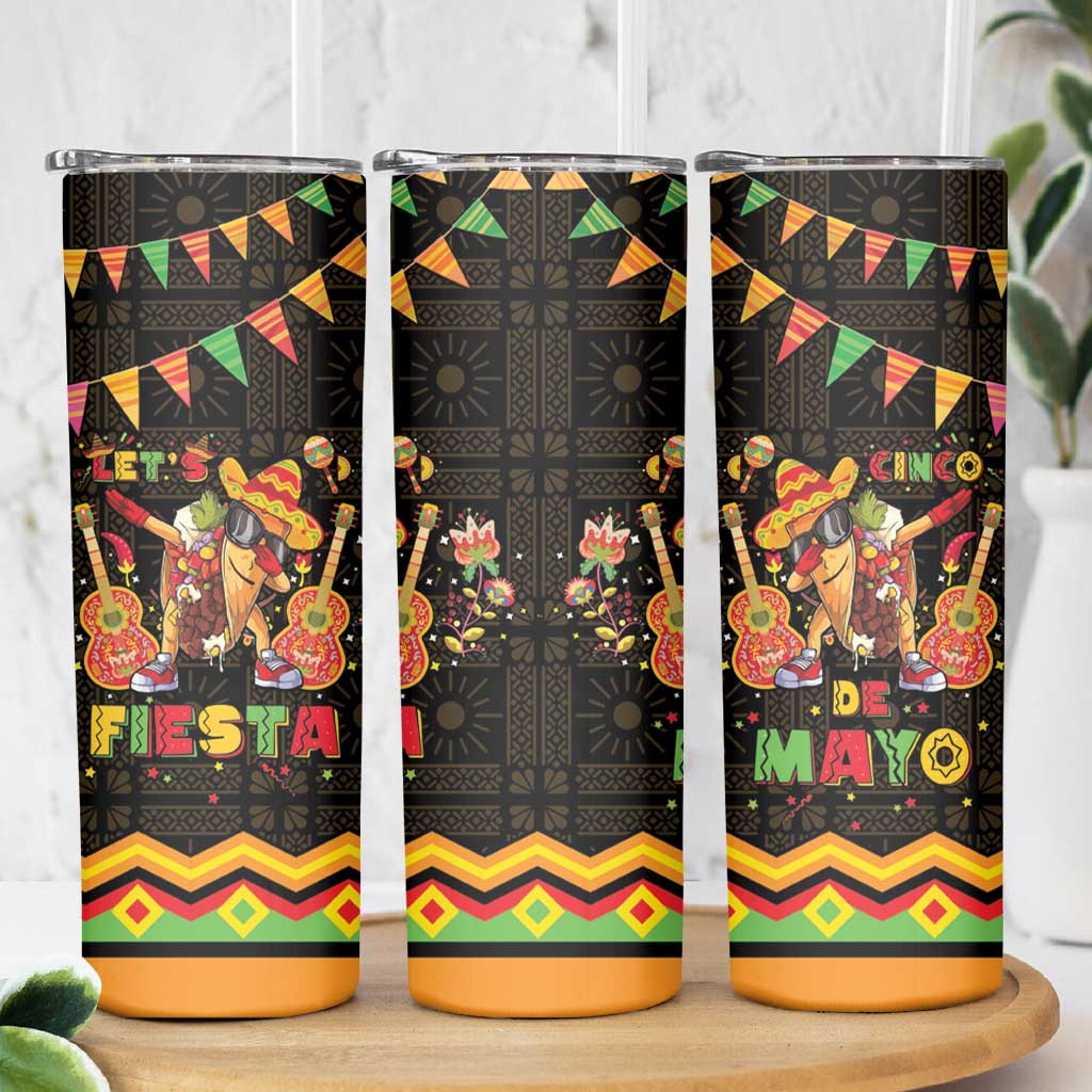 Mexico Cinco De Mayo Skinny Tumbler Let's Fiesta Dabbing Taco