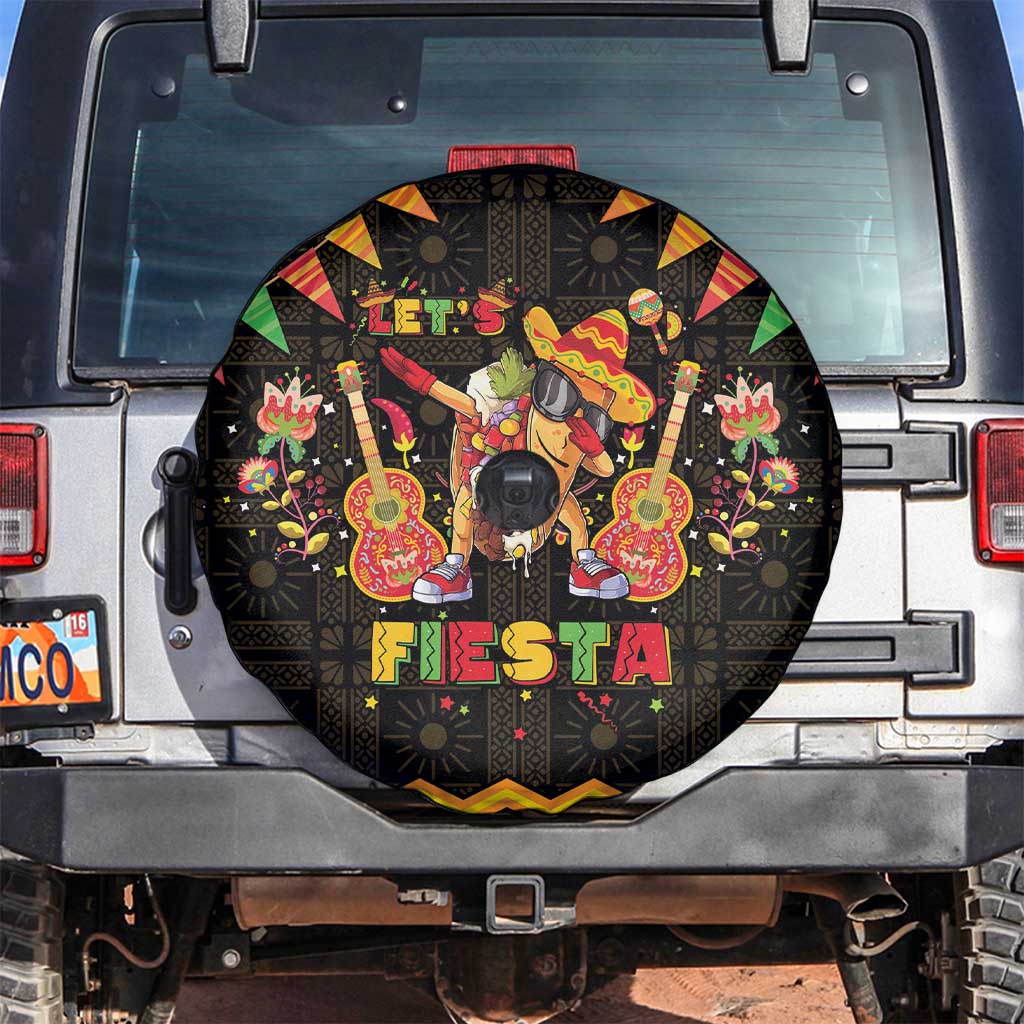Mexico Cinco De Mayo Spare Tire Cover Let's Fiesta Dabbing Taco