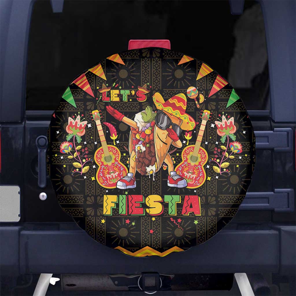 Mexico Cinco De Mayo Spare Tire Cover Let's Fiesta Dabbing Taco