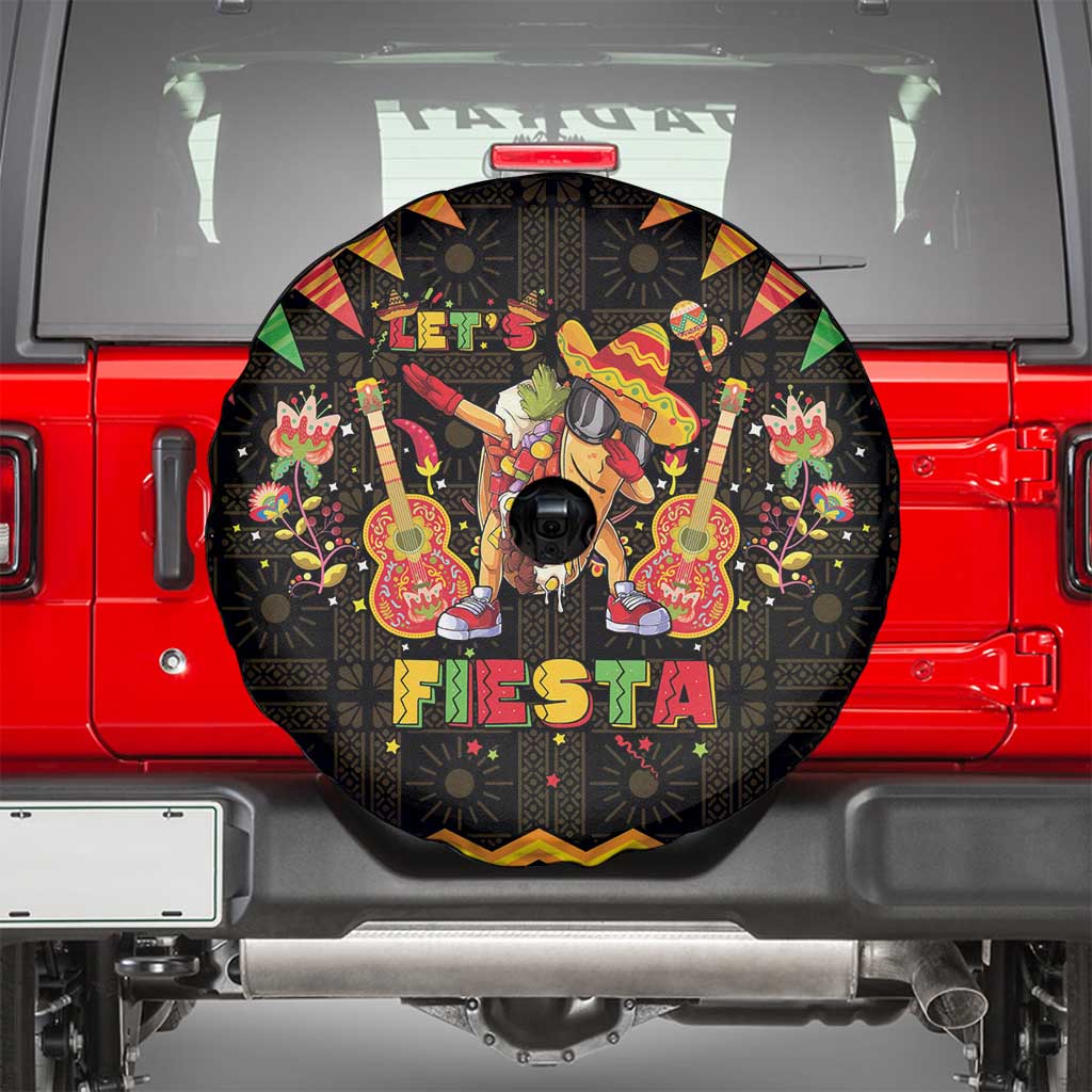 Mexico Cinco De Mayo Spare Tire Cover Let's Fiesta Dabbing Taco