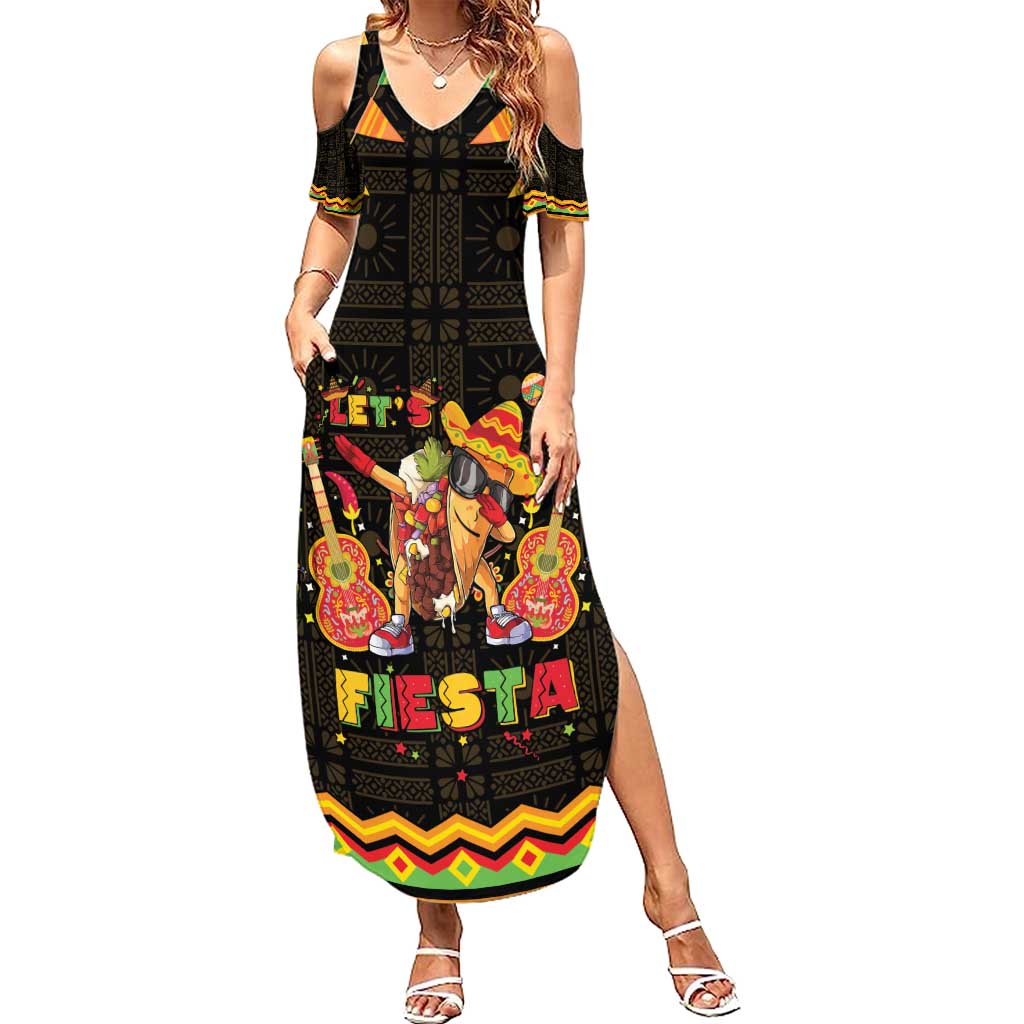 Mexico Cinco De Mayo Summer Maxi Dress Let's Fiesta Dabbing Taco