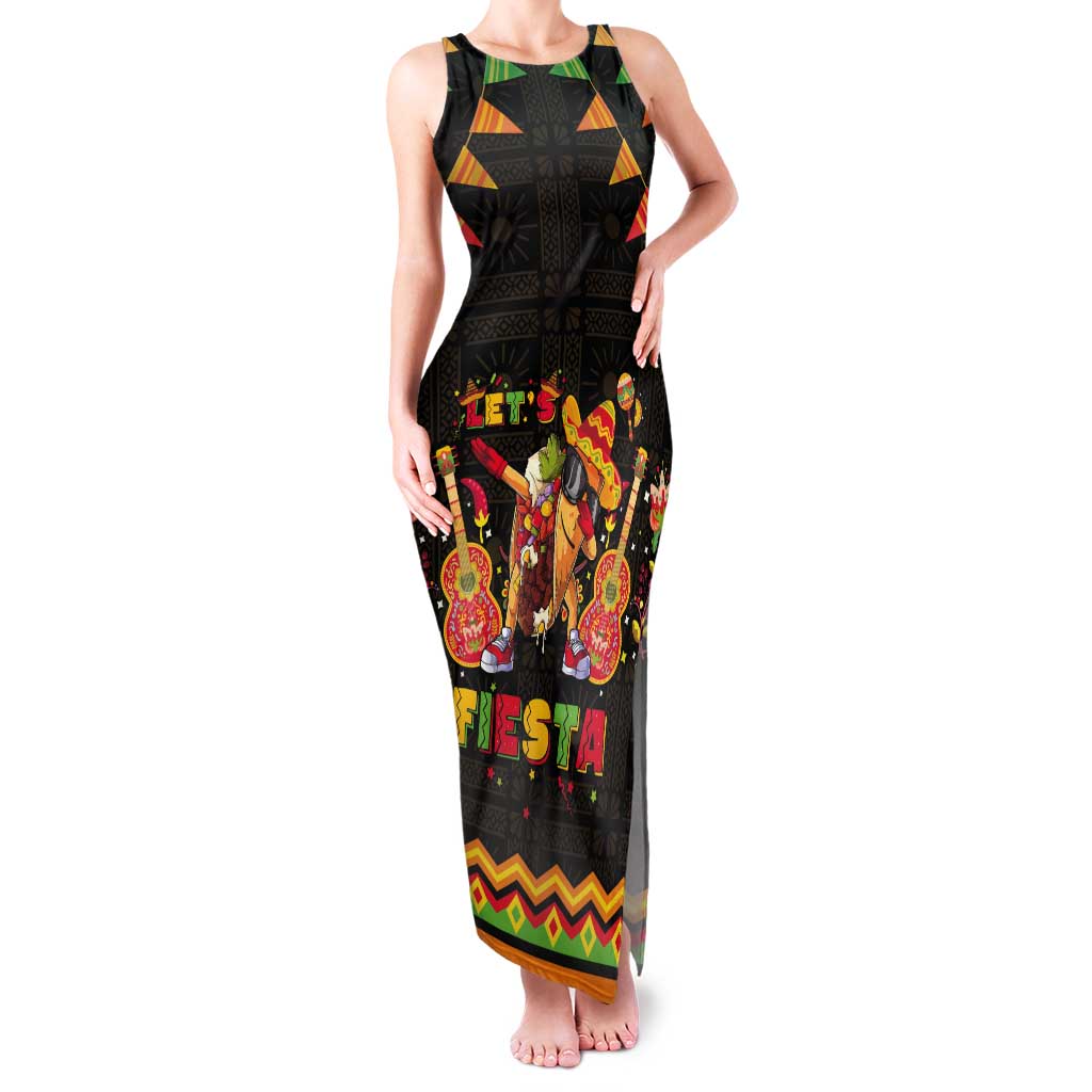 Mexico Cinco De Mayo Tank Maxi Dress Let's Fiesta Dabbing Taco