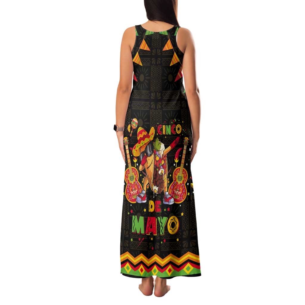 Mexico Cinco De Mayo Tank Maxi Dress Let's Fiesta Dabbing Taco