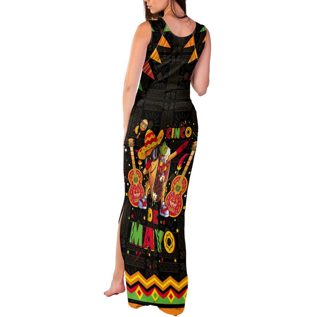 Mexico Cinco De Mayo Tank Maxi Dress Let's Fiesta Dabbing Taco