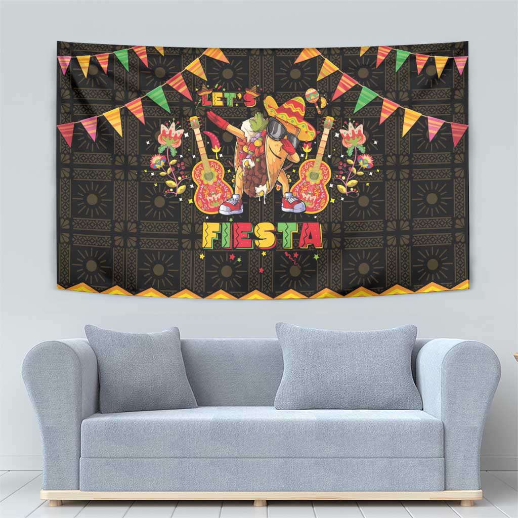 Mexico Cinco De Mayo Tapestry Let's Fiesta Dabbing Taco