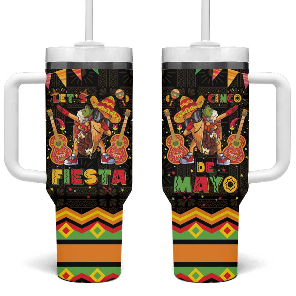 Mexico Cinco De Mayo Tumbler With Handle Let's Fiesta Dabbing Taco