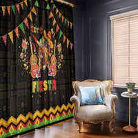 Mexico Cinco De Mayo Window Curtain Let's Fiesta Dabbing Taco