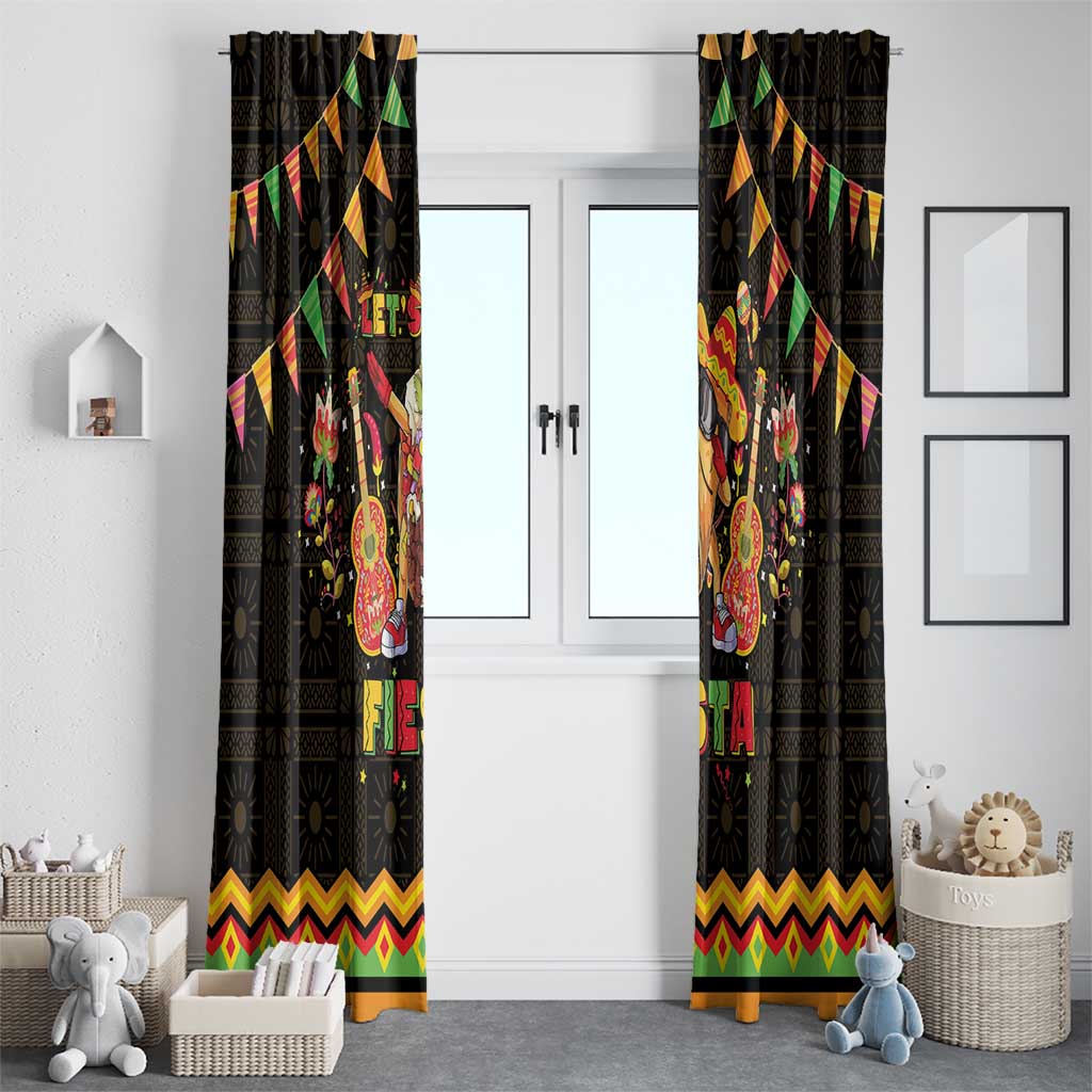 Mexico Cinco De Mayo Window Curtain Let's Fiesta Dabbing Taco