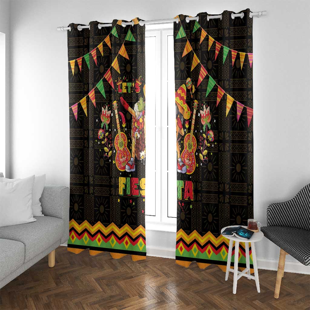 Mexico Cinco De Mayo Window Curtain Let's Fiesta Dabbing Taco