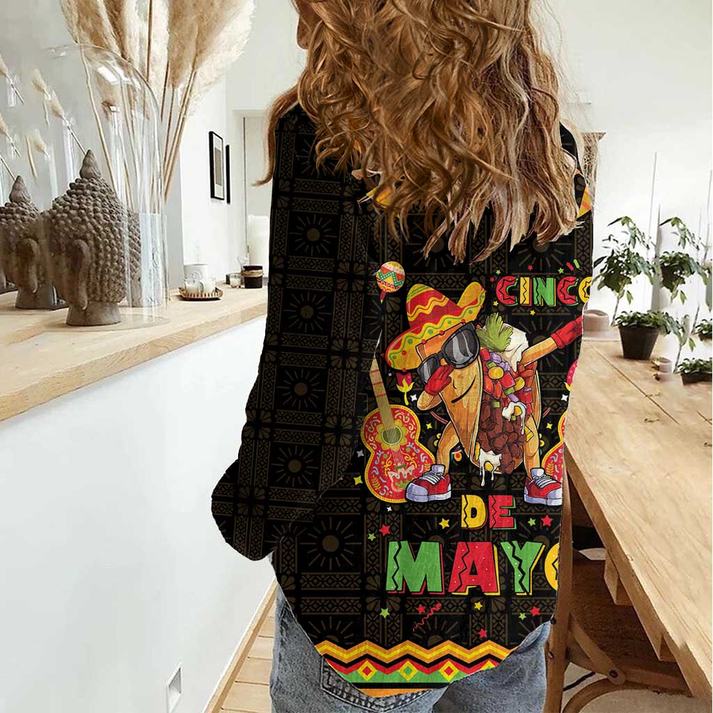 Mexico Cinco De Mayo Women Casual Shirt Let's Fiesta Dabbing Taco
