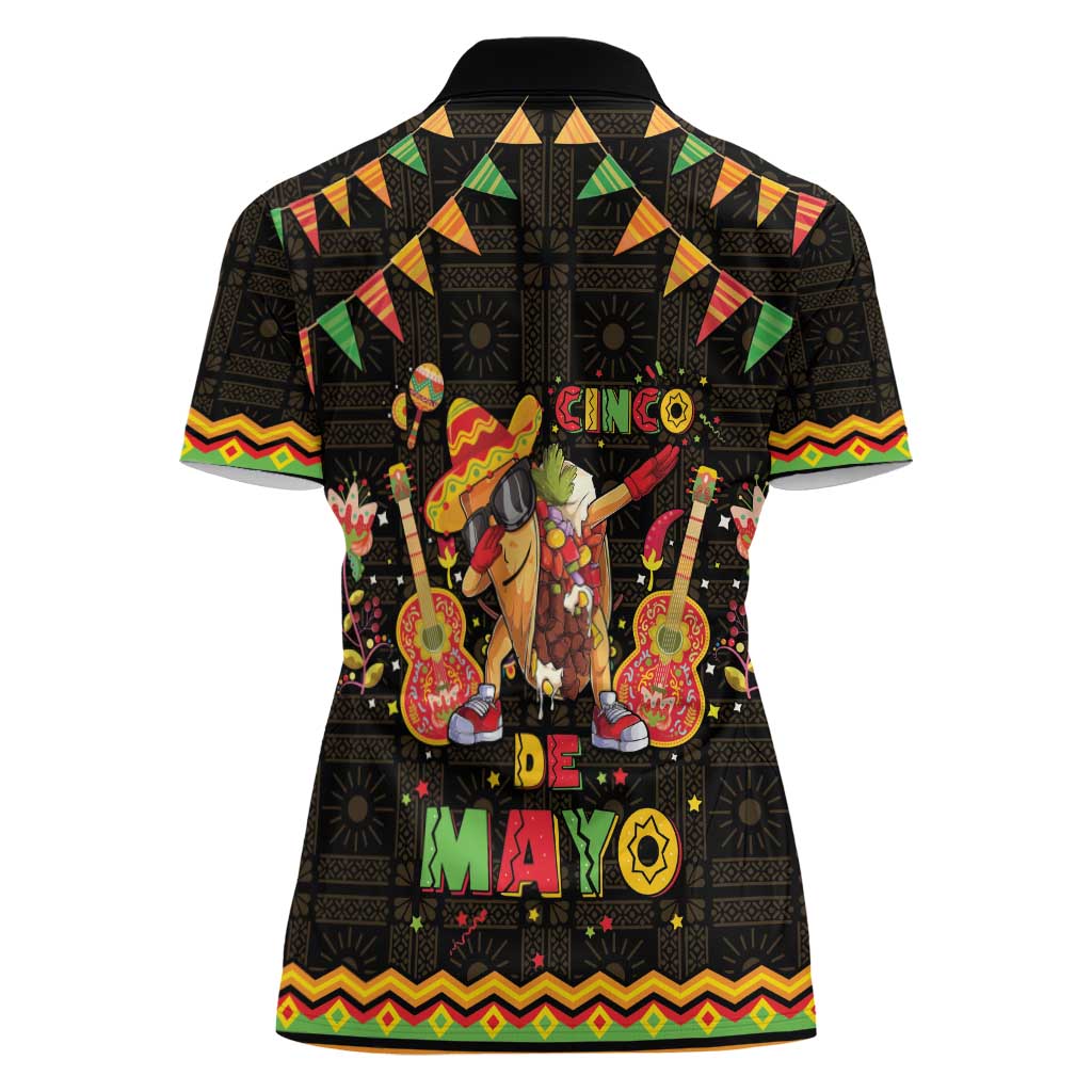 Mexico Cinco De Mayo Women Polo Shirt Let's Fiesta Dabbing Taco