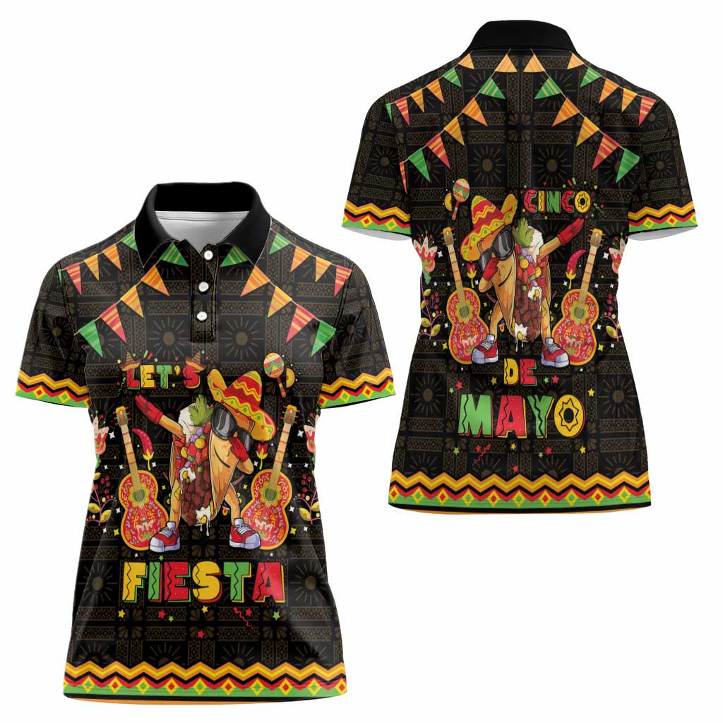 Mexico Cinco De Mayo Women Polo Shirt Let's Fiesta Dabbing Taco