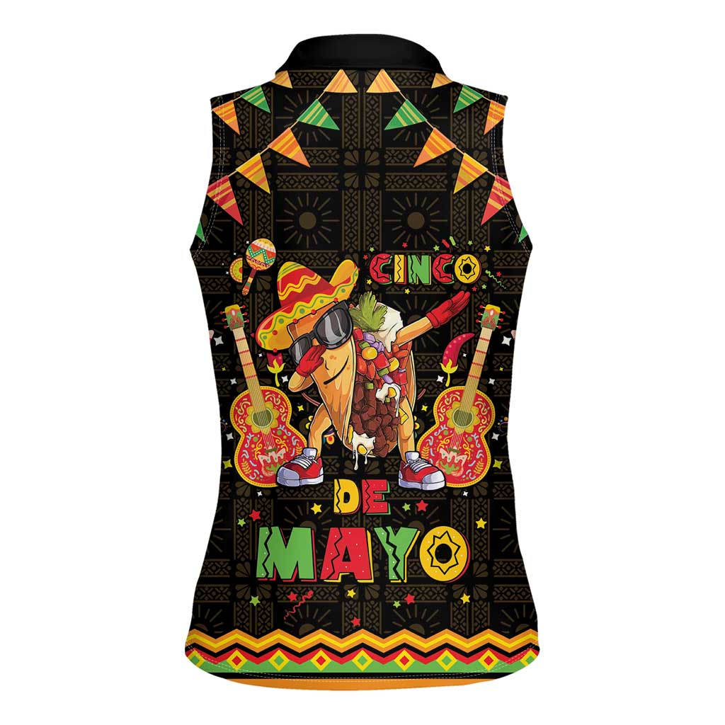 Mexico Cinco De Mayo Women Sleeveless Polo Shirt Let's Fiesta Dabbing Taco