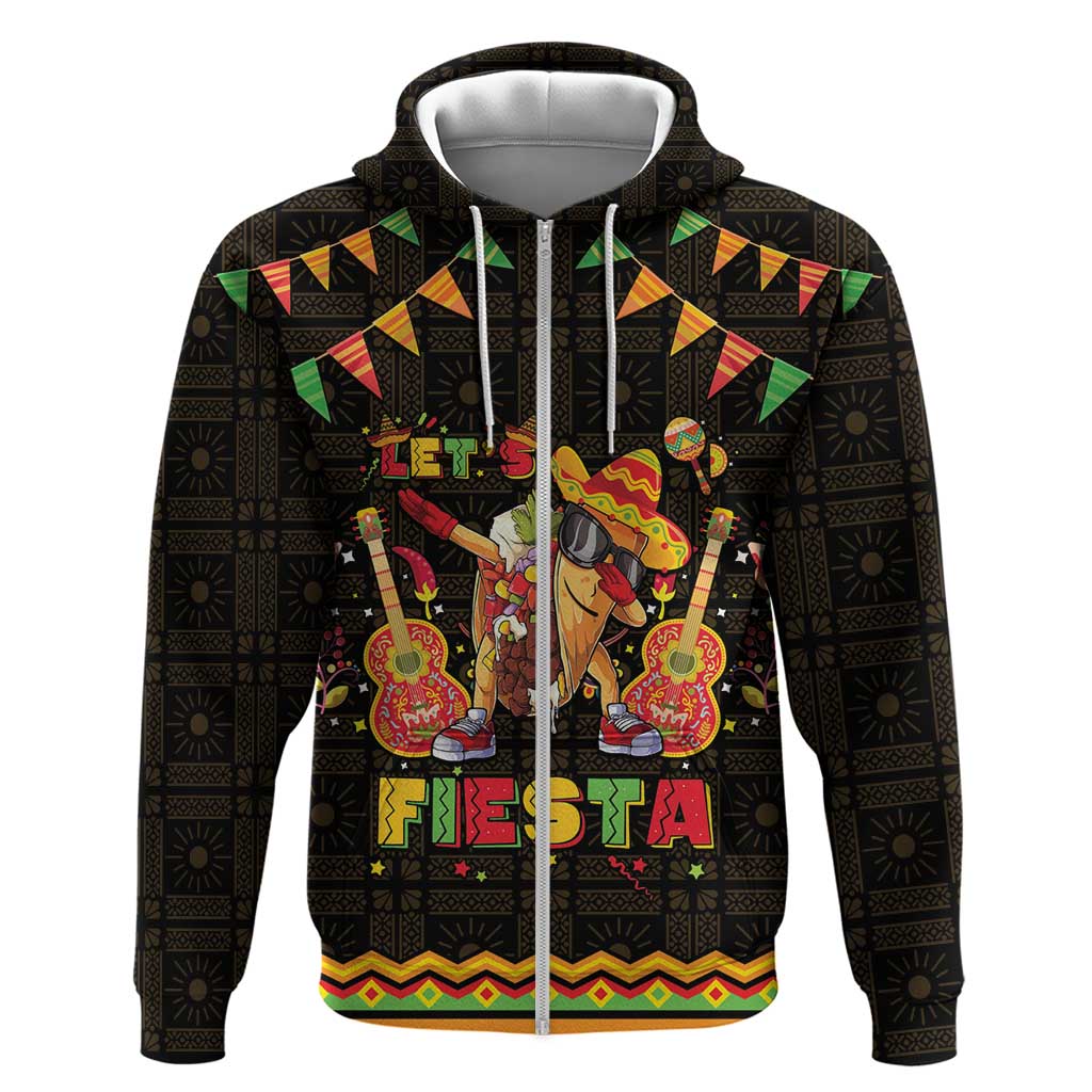 Mexico Cinco De Mayo Zip Hoodie Let's Fiesta Dabbing Taco