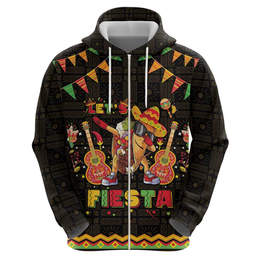 Mexico Cinco De Mayo Zip Hoodie Let's Fiesta Dabbing Taco