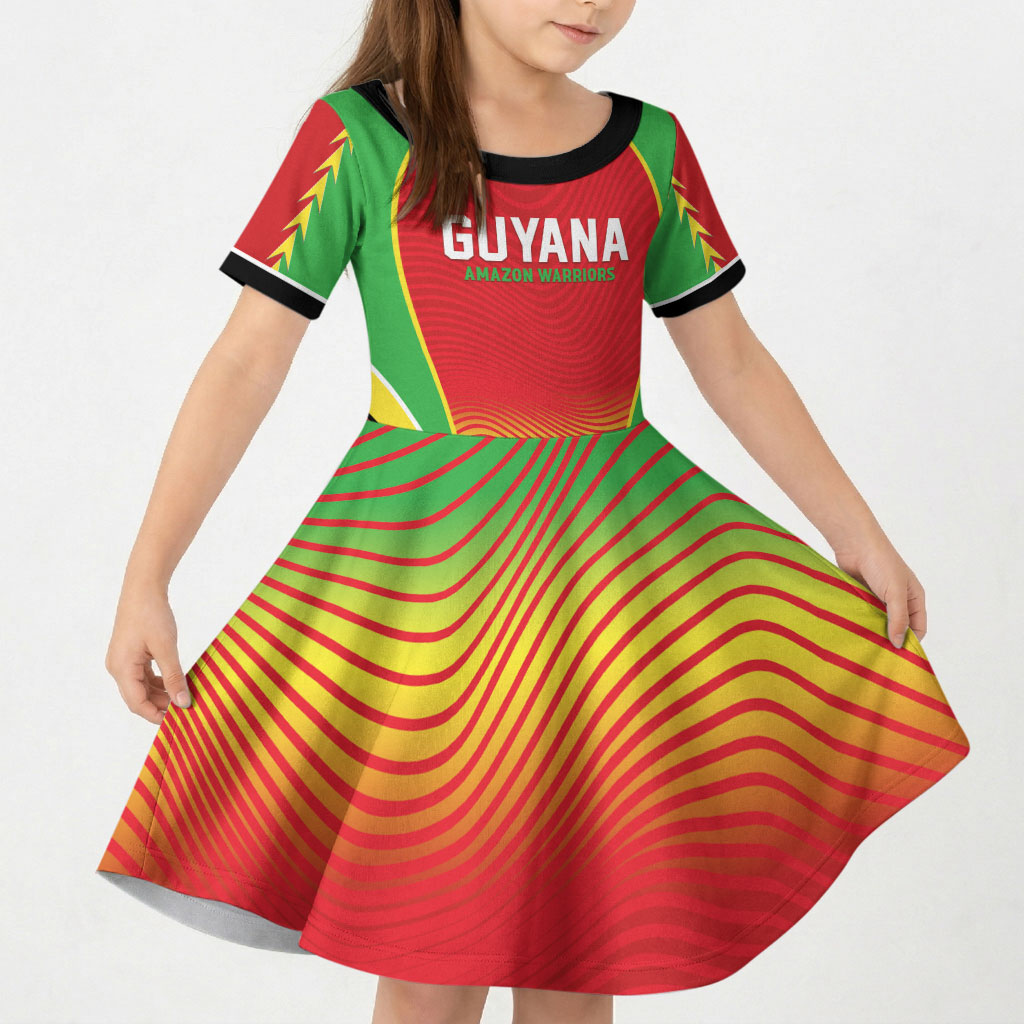 Custom Guyana 2026 Cricket Kid Short Sleeve Dress Come On Warriors