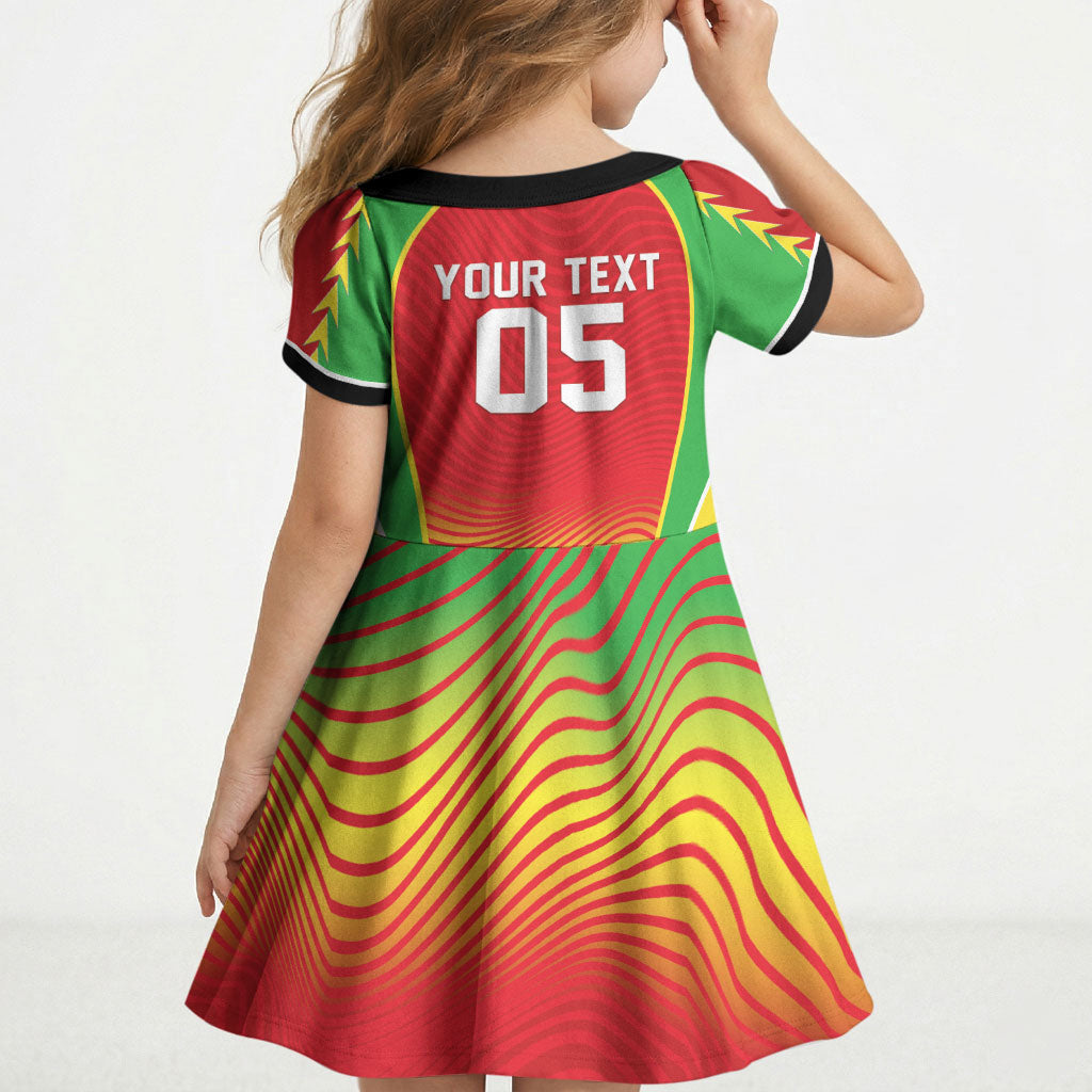 Custom Guyana 2026 Cricket Kid Short Sleeve Dress Come On Warriors