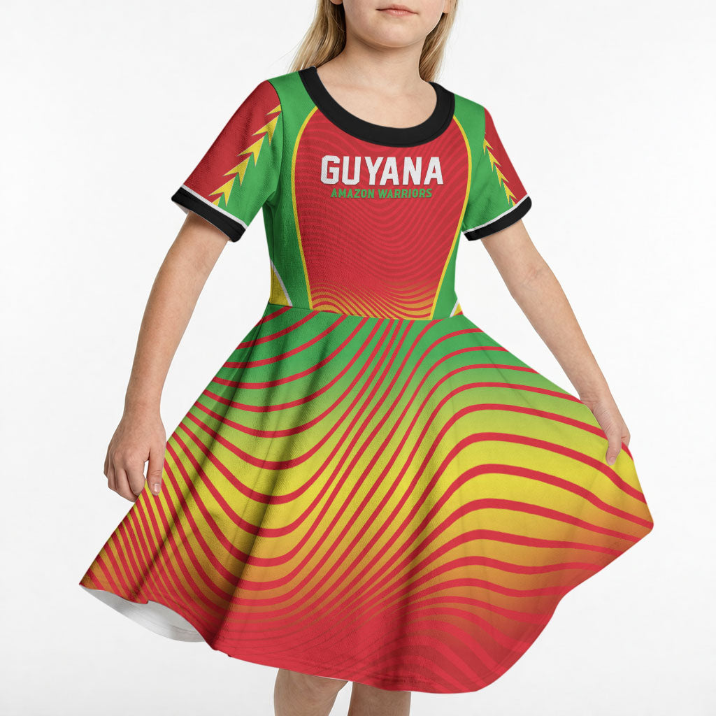 Custom Guyana 2026 Cricket Kid Short Sleeve Dress Come On Warriors