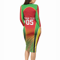 Custom Guyana 2026 Cricket Long Sleeve Bodycon Dress Come On Warriors
