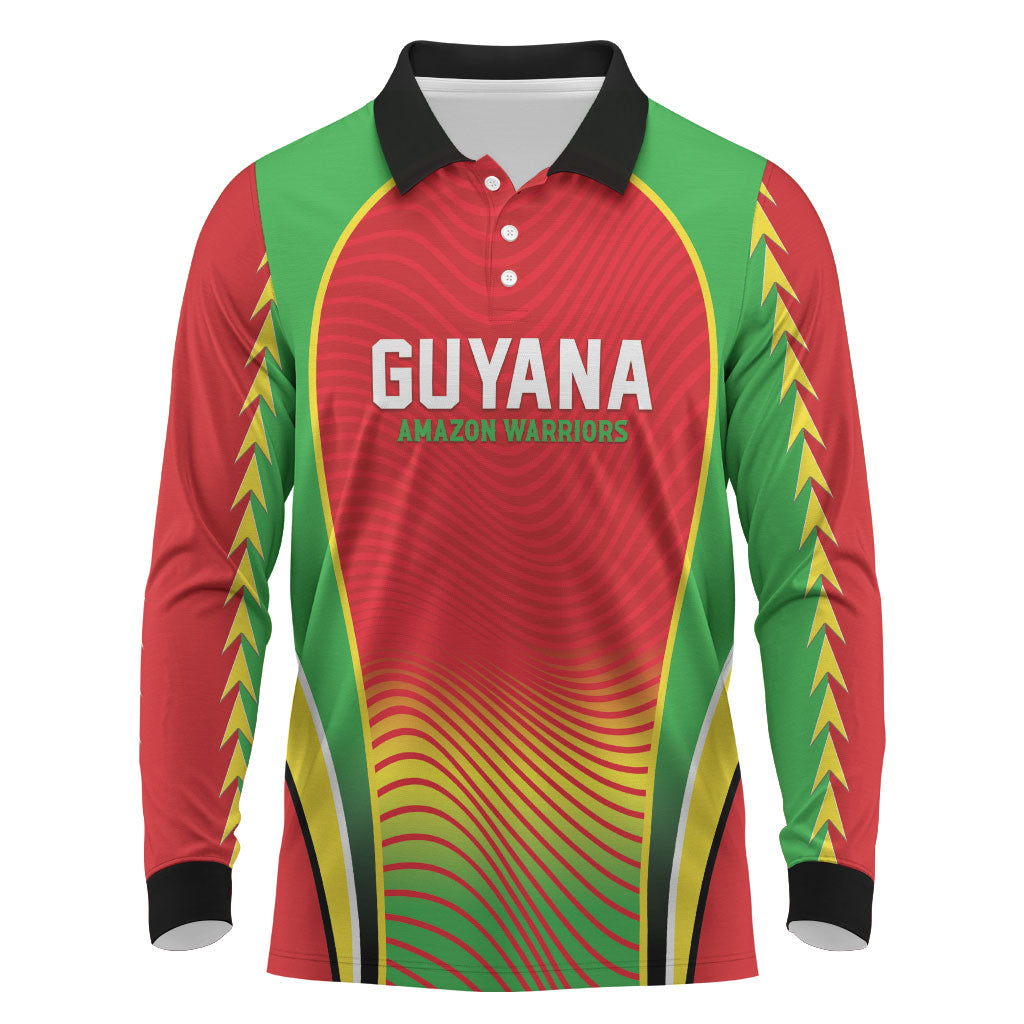 Custom Guyana 2026 Cricket Long Sleeve Polo Shirt Come On Warriors