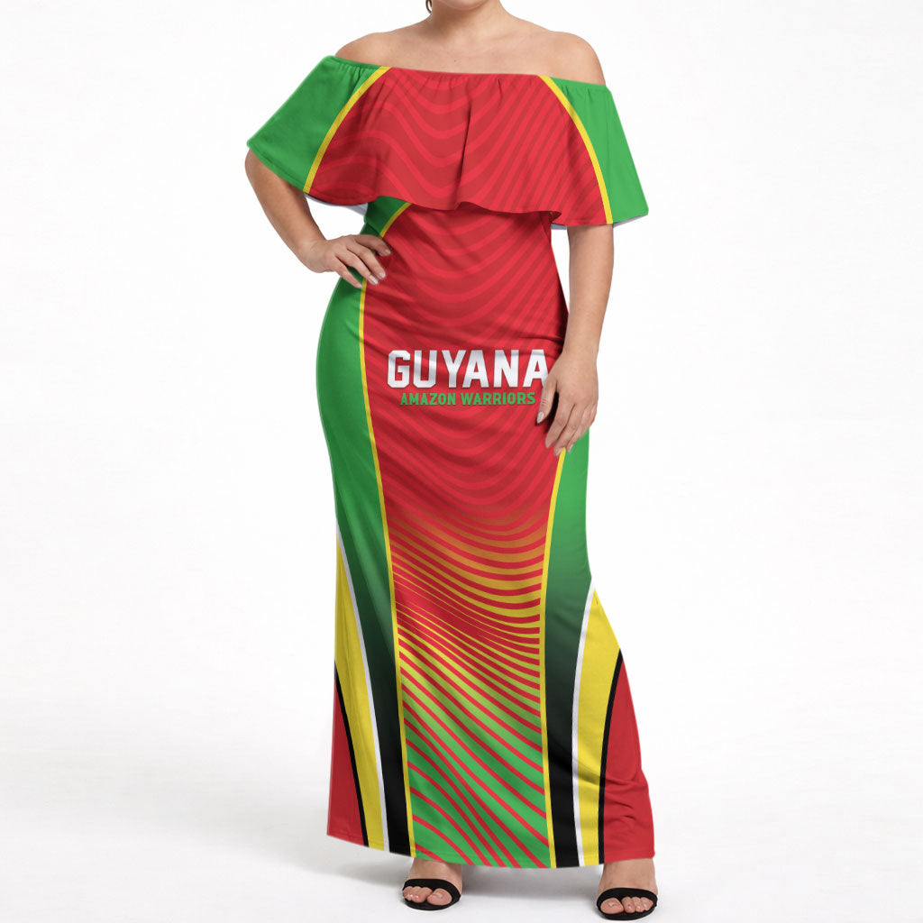 Custom Guyana 2026 Cricket Off Shoulder Maxi Dress Come On Warriors