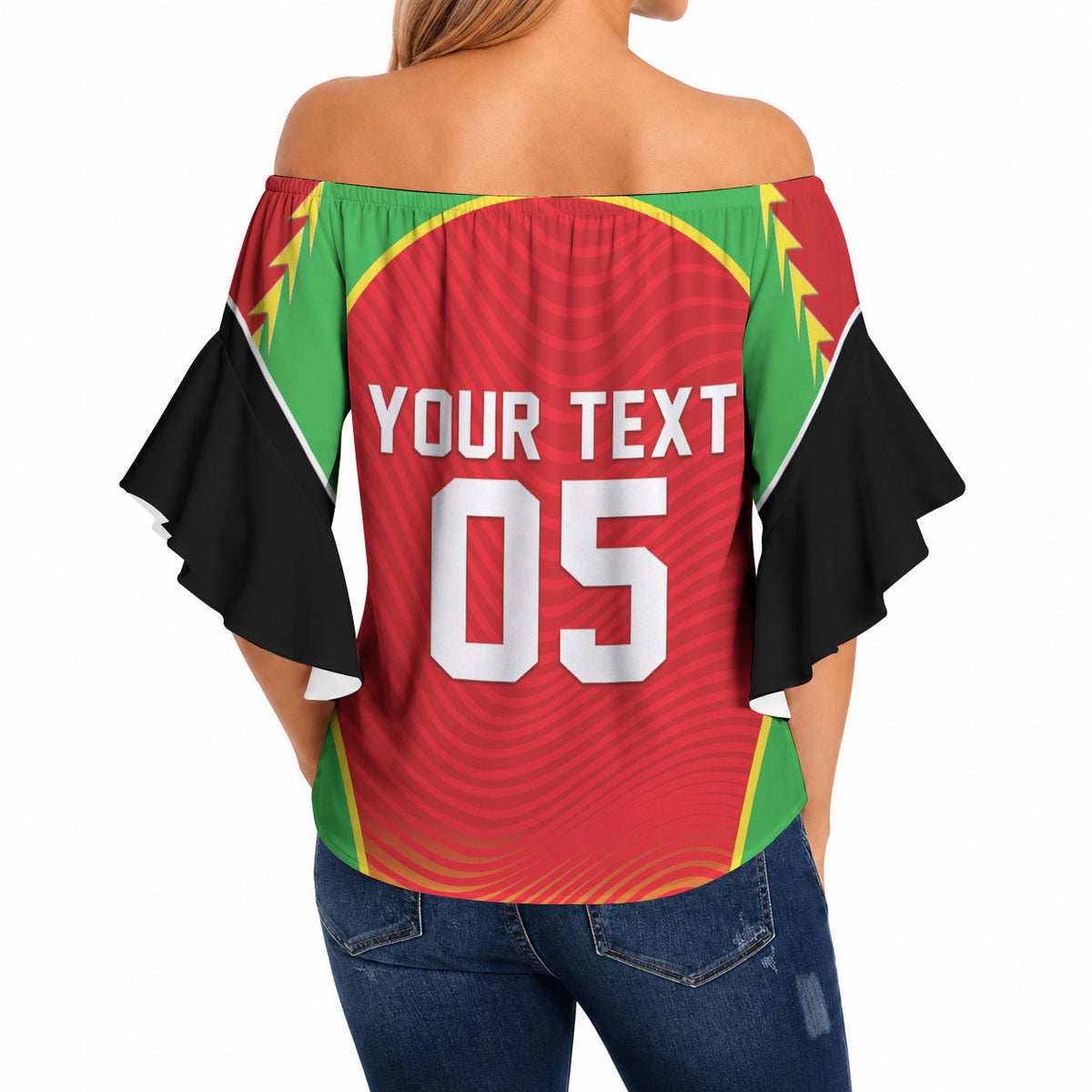 Custom Guyana 2026 Cricket Off Shoulder Wrap Waist Top Come On Warriors